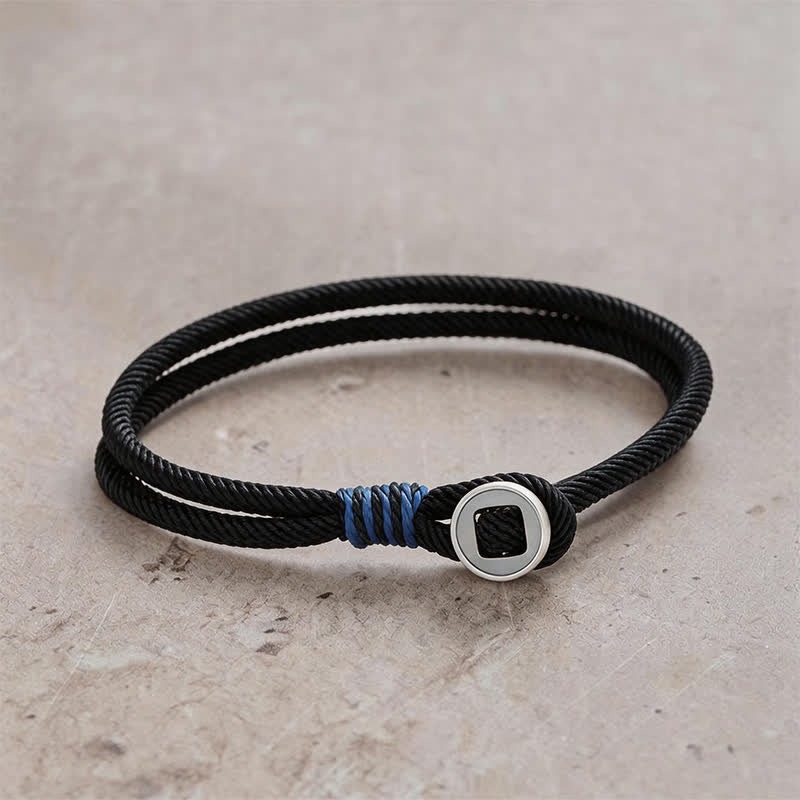 925 Sterling Silver Double Wrap Button Protection Bracelet