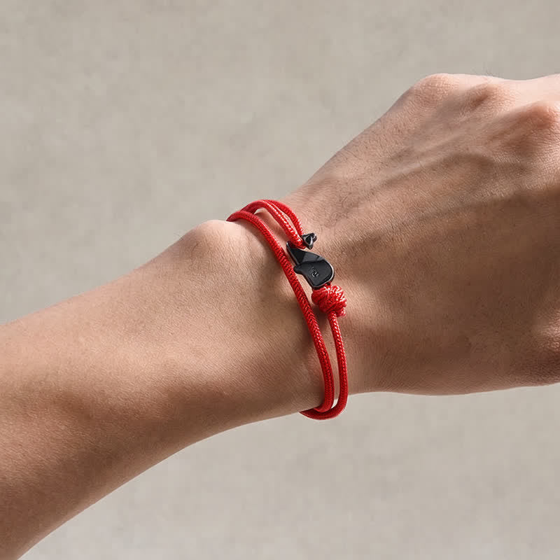Double Wrap Braided Rope Whale Connection Bracelet