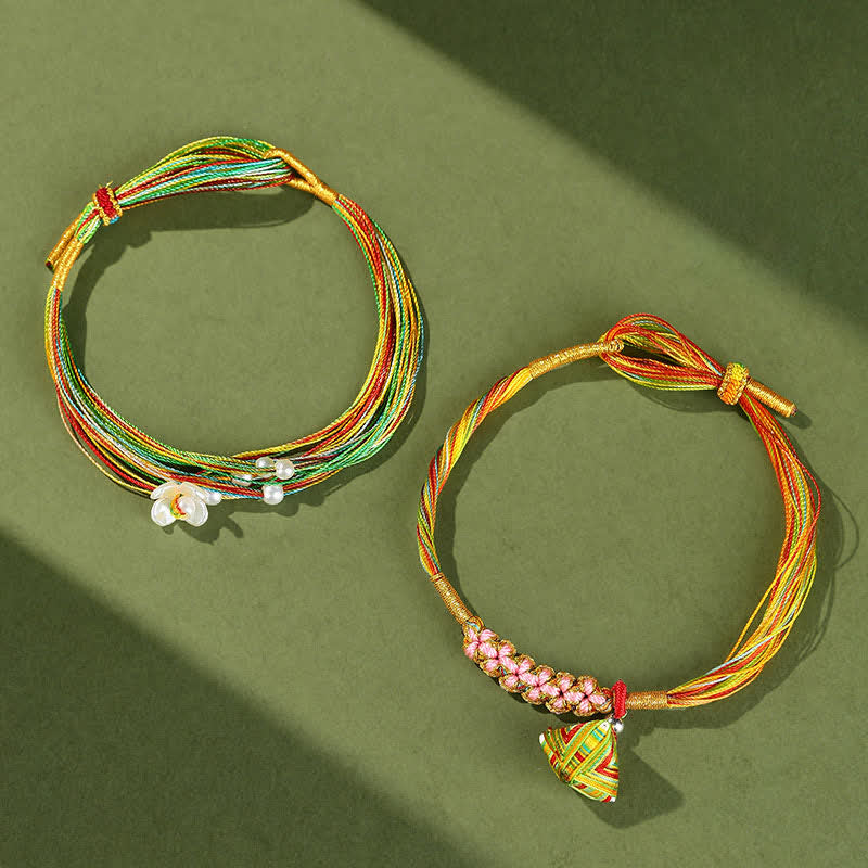 Multiple Colorful String Zongzi Peach Blossoms Connection Bracelet