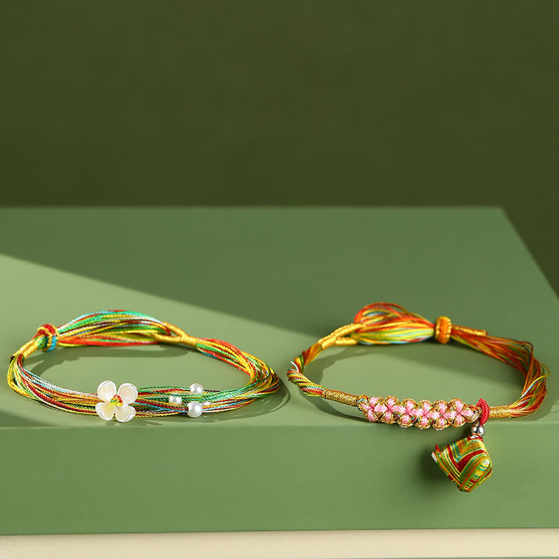 Multiple Colorful String Zongzi Peach Blossoms Connection Bracelet