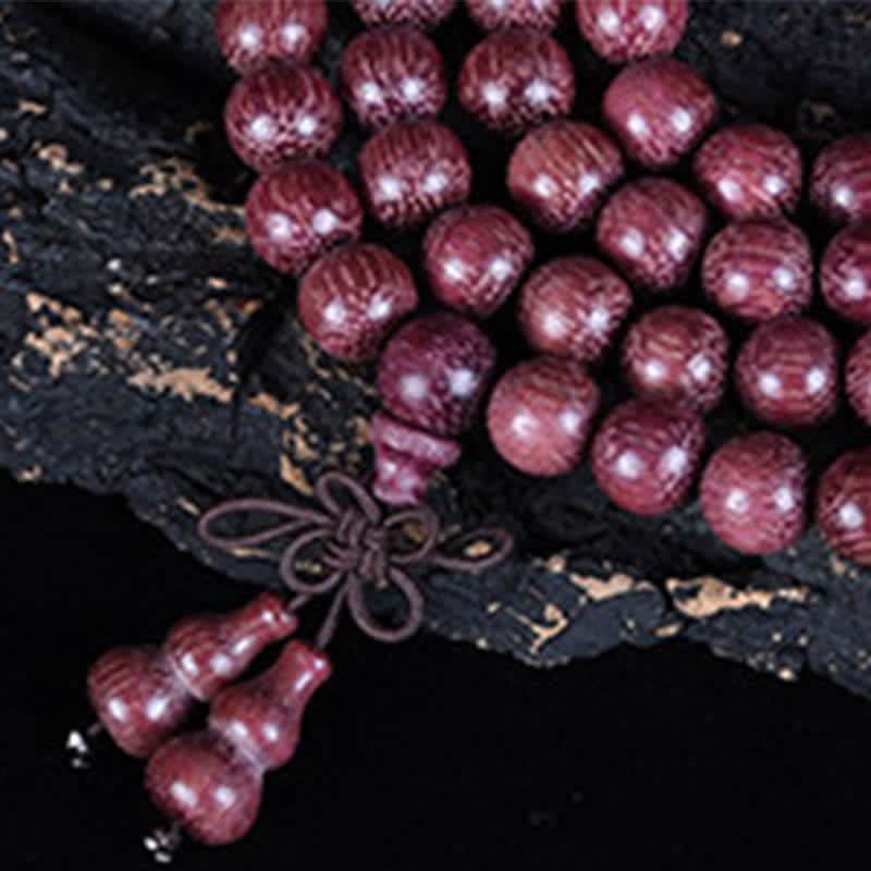 Natural Peltogyne Gourd 108 Bead Mala