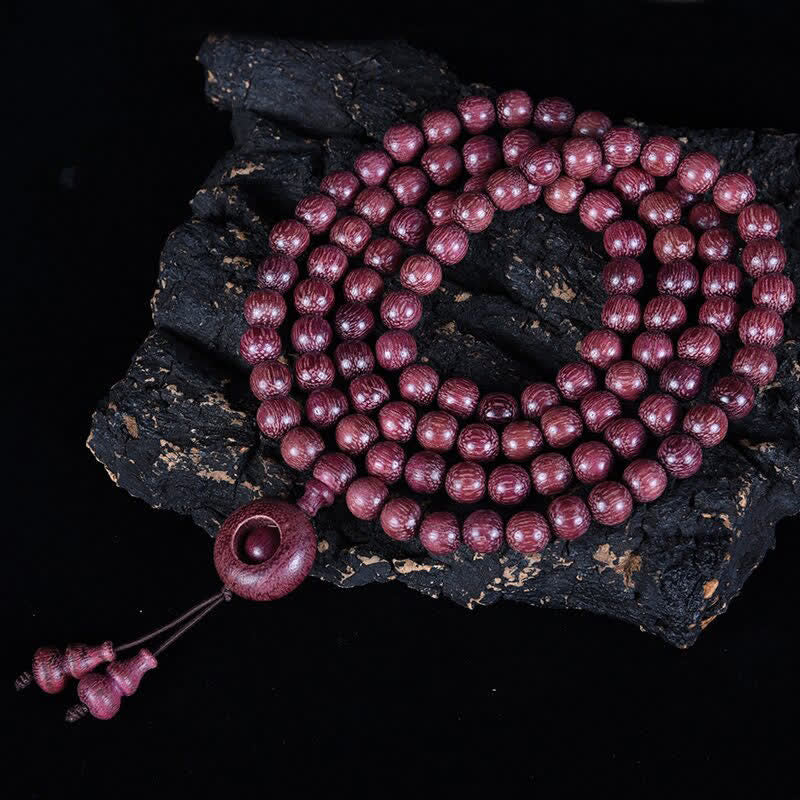 Natural Peltogyne Gourd 108 Bead Mala