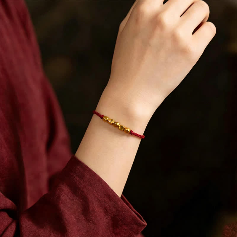 Hand-Woven Red String Twisted Beads Protection Braided Adjustable Bracelet