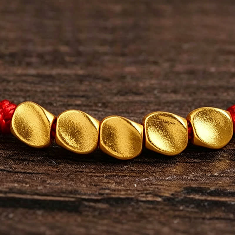 Hand-Woven Red String Twisted Beads Protection Braided Adjustable Bracelet
