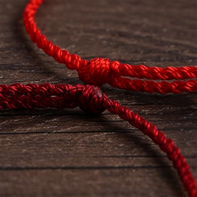 Hand-Woven Red String Twisted Beads Protection Braided Adjustable Bracelet