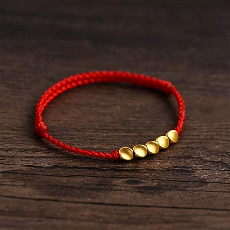 Hand-Woven Red String Twisted Beads Protection Braided Adjustable Bracelet