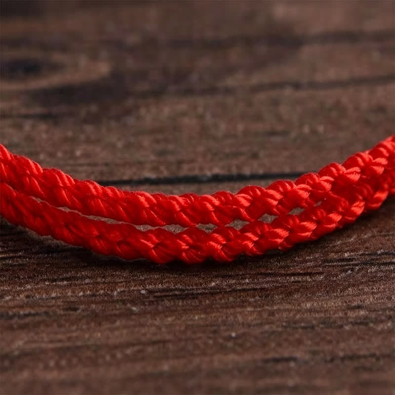 Hand-Woven Red String Twisted Beads Protection Braided Adjustable Bracelet