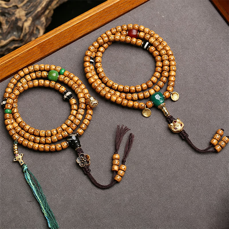 Star Moon Bodhi Seed Fox Gourd Wisdom Tibetan Handmade 108 Bead Mala
