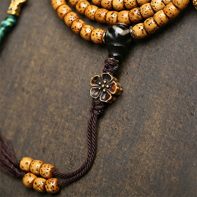 Star Moon Bodhi Seed Fox Gourd Wisdom Tibetan Handmade 108 Bead Mala