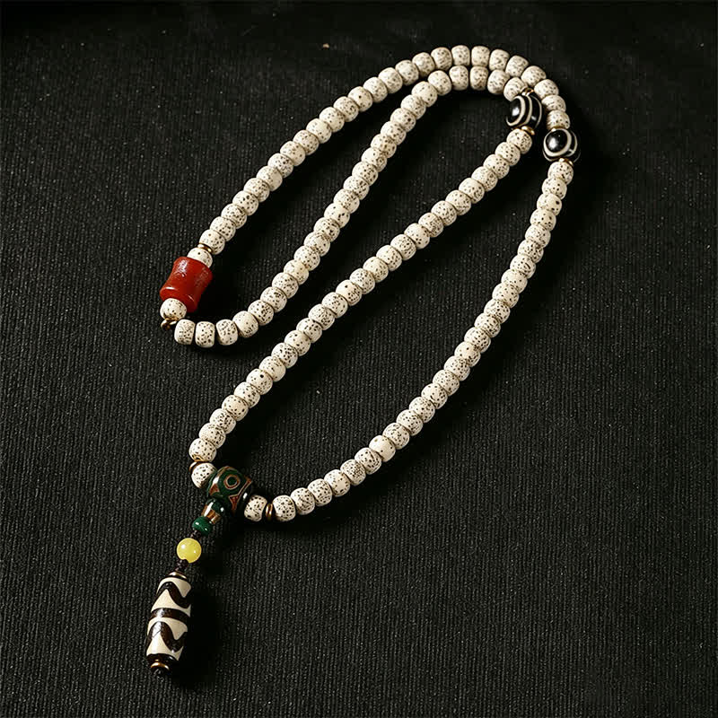 Star Moon Bodhi Seed Dzi Bead Wisdom Hand-Woven Tibetan 108 Bead Mala