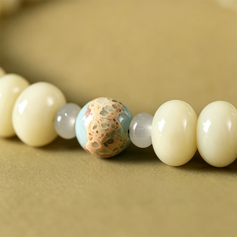 White Bodhi Seed Bodhisattva Tara Hope Hand-Woven Ethnic 108 Bead Mala