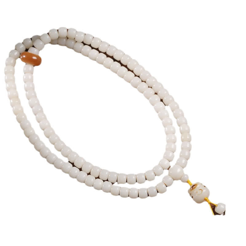 White Bodhi Seed Cat Purity Hand-Polished Prayer Mala
