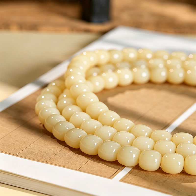 Bodhi Root Lotus Pendant Purity 108 Bead Hand Polished Round Mala