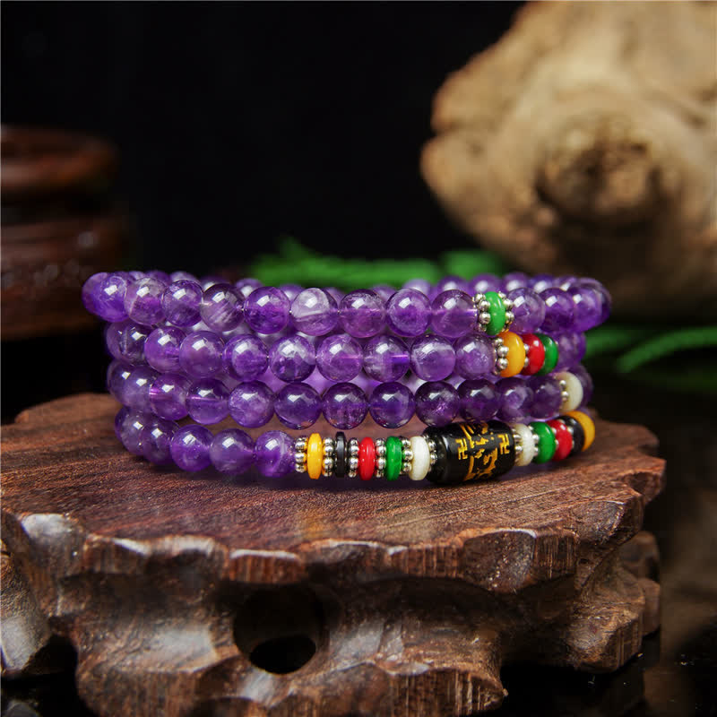 Amethyst Om Mani Padme Hum Purity Prayer 108 Bead Mala
