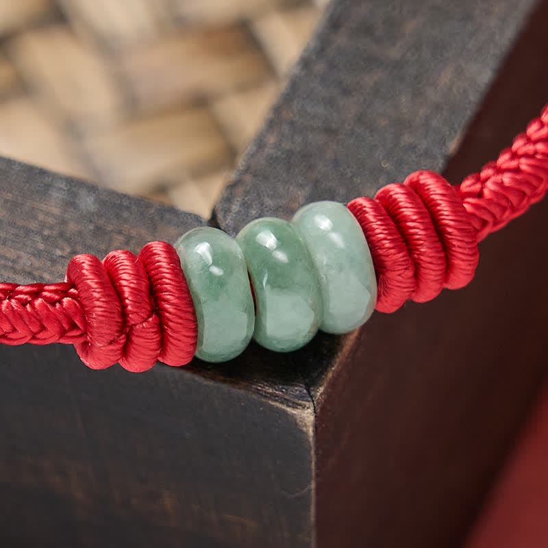 Handmade Red String Jade Protection Braided Sliding Knot Bracelet