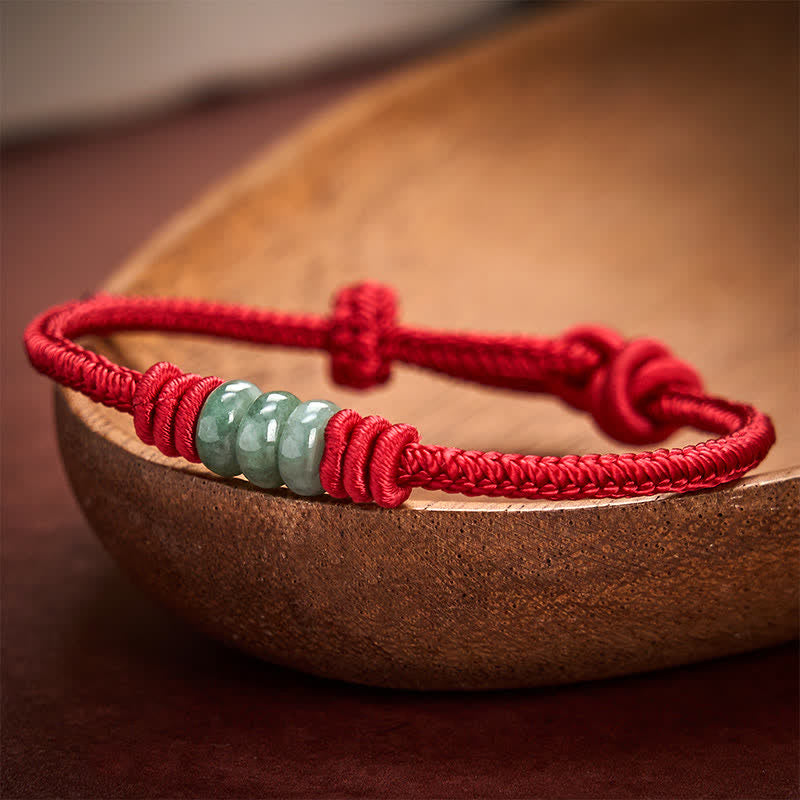 Handmade Red String Jade Protection Braided Sliding Knot Bracelet
