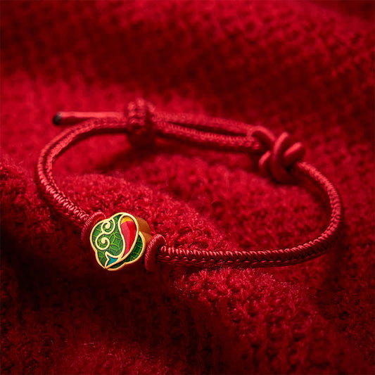 Handmade Red String Double Koi Fish Protection Braided Cord Adjustable Bracelet
