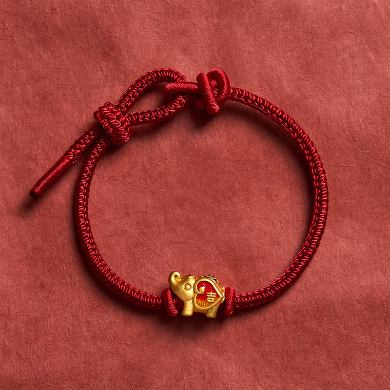 Handmade Red String Elephant Love Heart Protection Braided Adjustable Bracelet