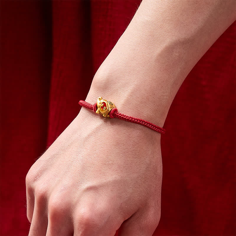 Handmade Red String Elephant Love Heart Protection Braided Adjustable Bracelet