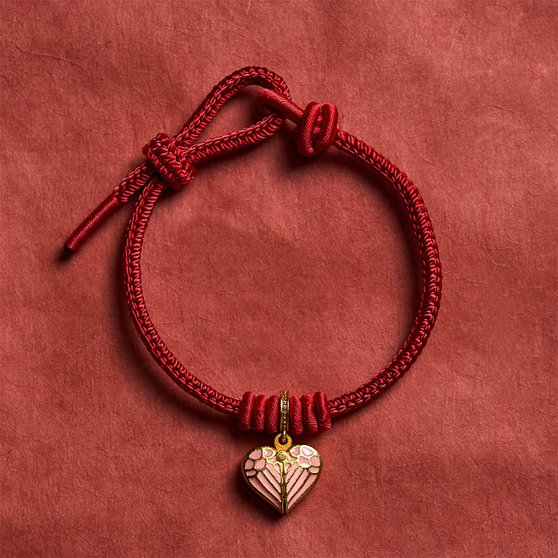 Handmade Braided Red String Love Heart Charm Protection Luck Bracelet