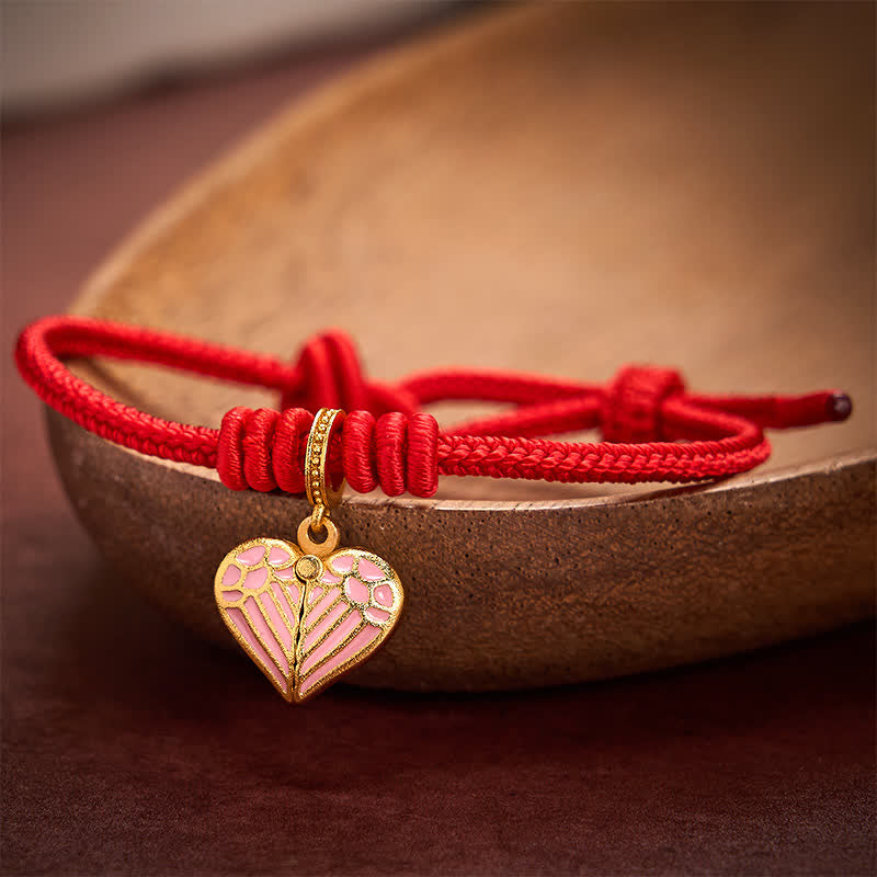 Handmade Braided Red String Love Heart Charm Protection Luck Bracelet