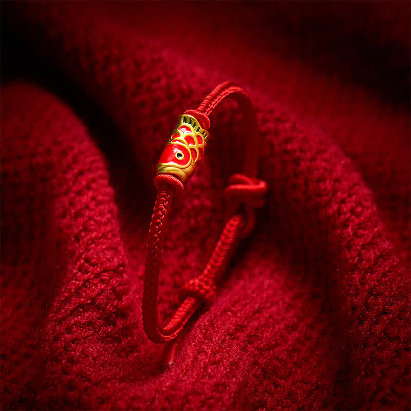 Hand-Woven Red String Koi Fish Strength Adjustable Braided Cord Bracelet
