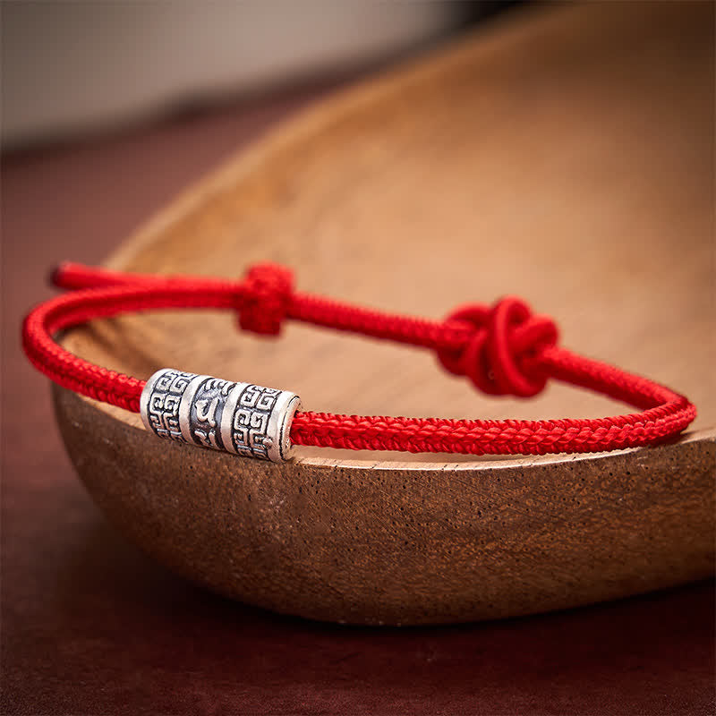 Handmade Braided Red String Om Mani Padme Hum Protection Bracelet