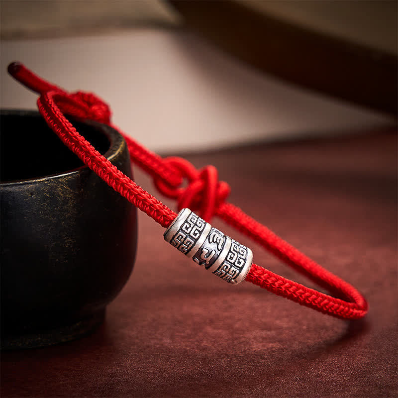 Handmade Braided Red String Om Mani Padme Hum Protection Bracelet