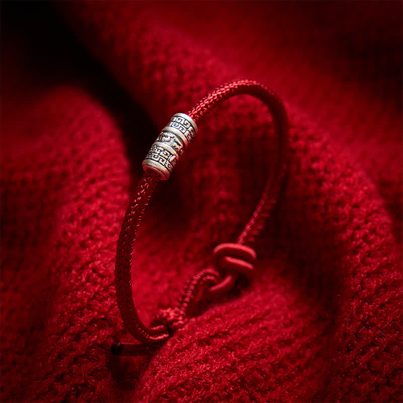 Handmade Braided Red String Om Mani Padme Hum Protection Bracelet