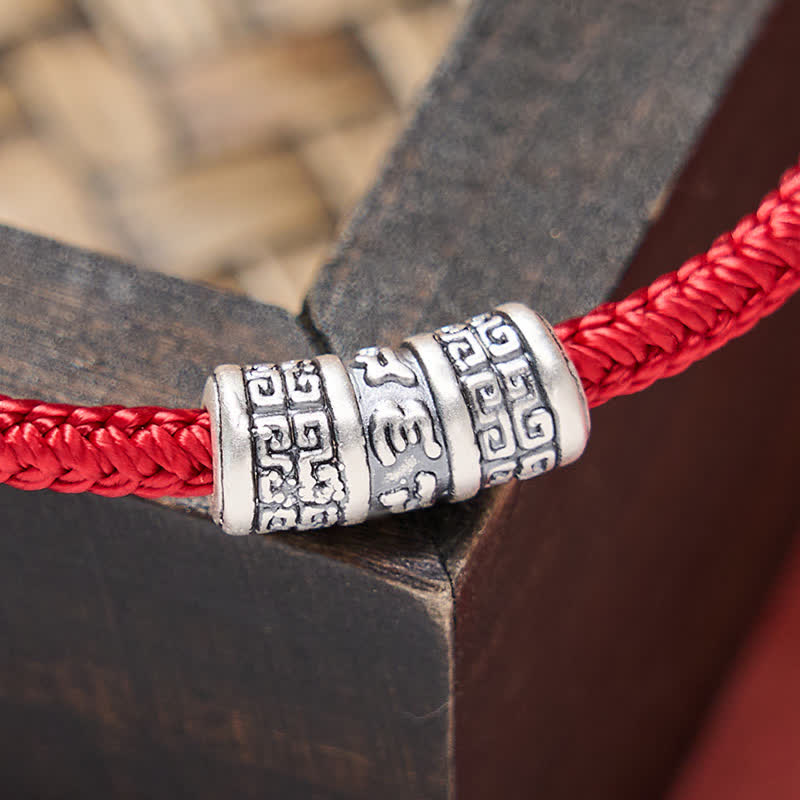 Handmade Braided Red String Om Mani Padme Hum Protection Bracelet