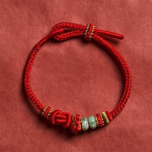 Chinese Knotting Luck Jade Hand-Woven Adjustable Bracelet