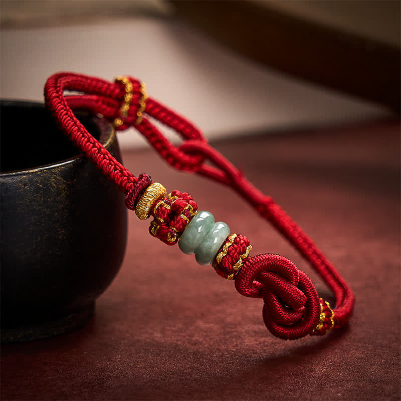 Chinese Knotting Luck Jade Hand-Woven Adjustable Bracelet