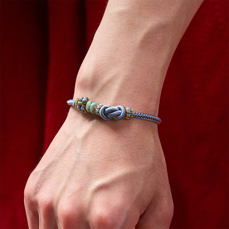 Chinese Knotting Luck Jade Hand-Woven Adjustable Bracelet