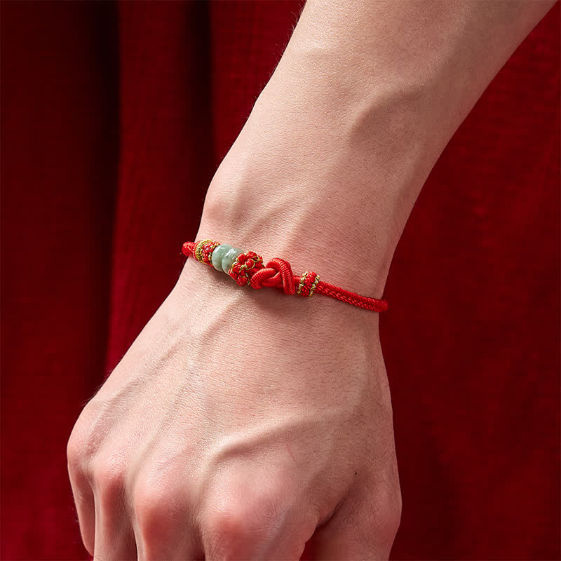 Chinese Knotting Luck Jade Hand-Woven Adjustable Bracelet
