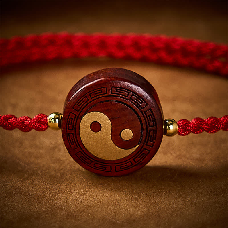 Purple Sandalwood Yin Yang Protection Red String Bracelet