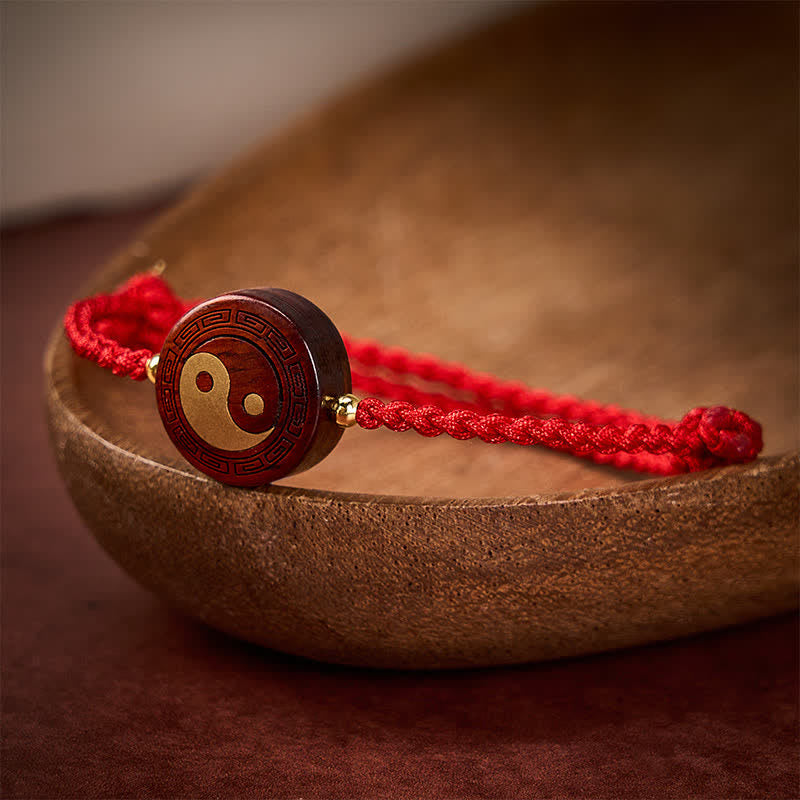 Purple Sandalwood Yin Yang Protection Red String Bracelet