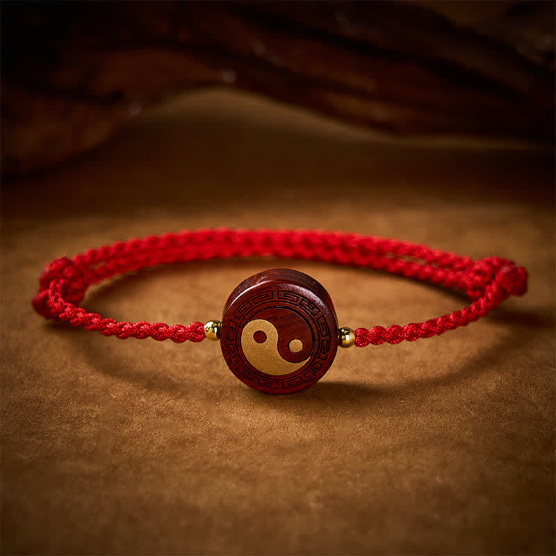 Purple Sandalwood Yin Yang Protection Red String Bracelet
