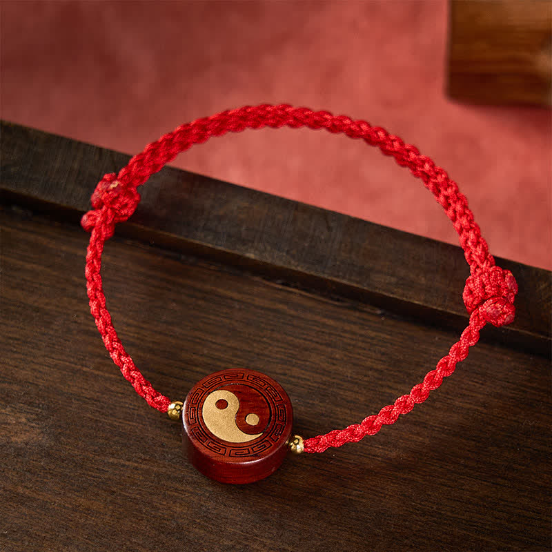 Purple Sandalwood Yin Yang Protection Red String Bracelet
