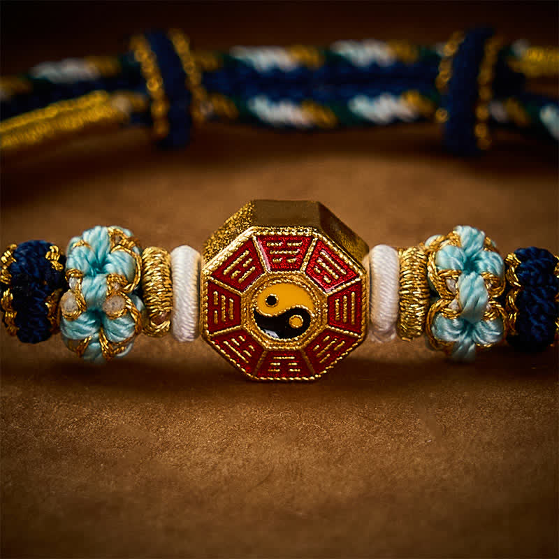 Protection Colorful String Bagua Chinese Coin Hand-Woven Tibetan Braided Bracelet