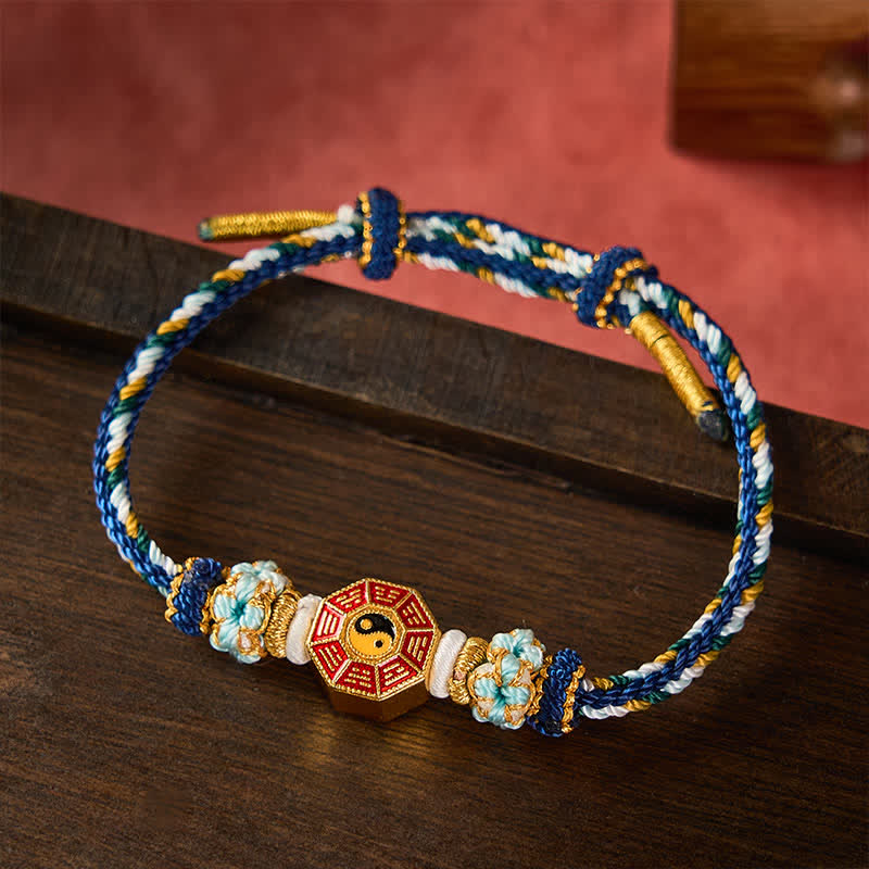 Protection Colorful String Bagua Chinese Coin Hand-Woven Tibetan Braided Bracelet