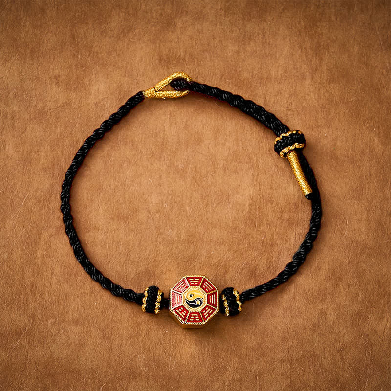 Braided Red String Bagua Chinese Coin Protection Adjustable Bracelet