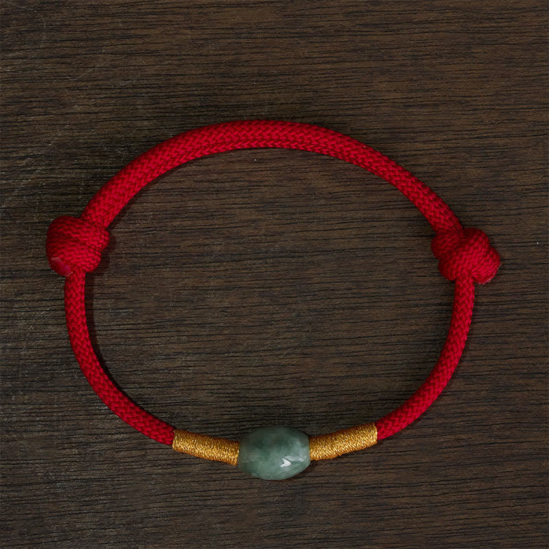 Jade Bead Red String Protection Bracelet