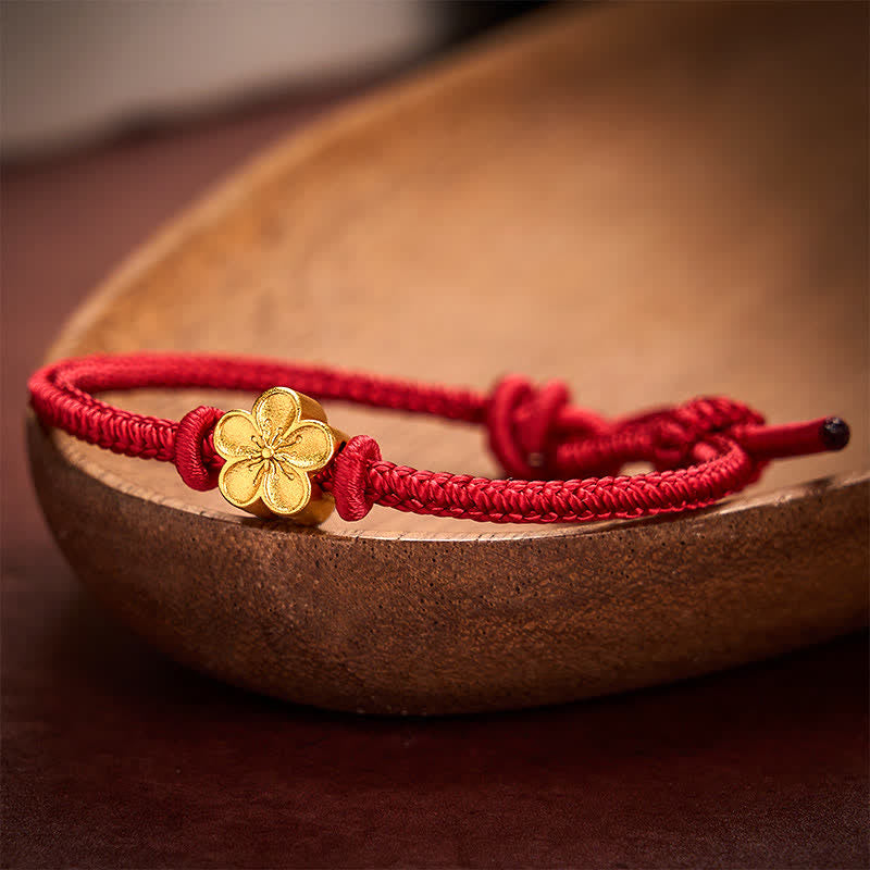 Hand-Woven Red String Small Peach Blossom Luck Braided Cord Bracelet