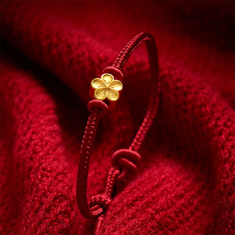 Hand-Woven Red String Small Peach Blossom Luck Braided Cord Bracelet