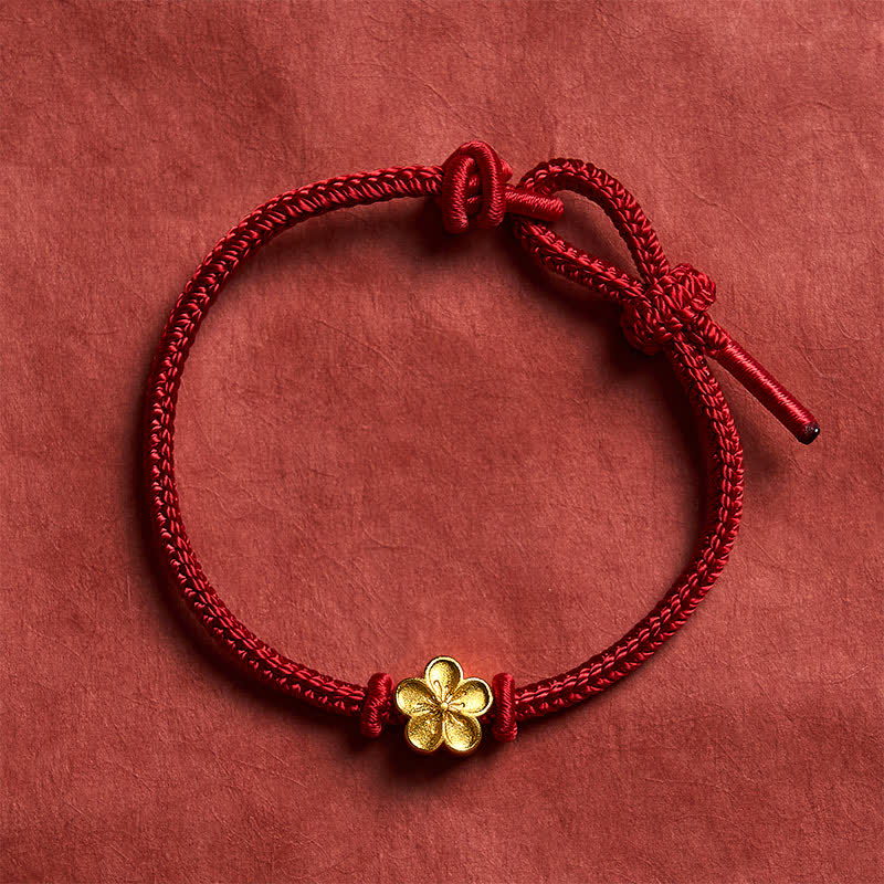 Hand-Woven Red String Small Peach Blossom Luck Braided Cord Bracelet