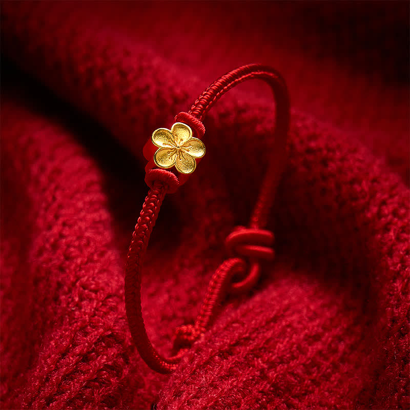 Hand-Woven Red String Small Peach Blossom Luck Braided Cord Bracelet