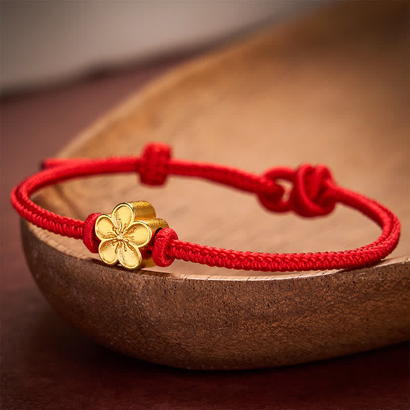 Hand-Woven Red String Small Peach Blossom Luck Braided Cord Bracelet