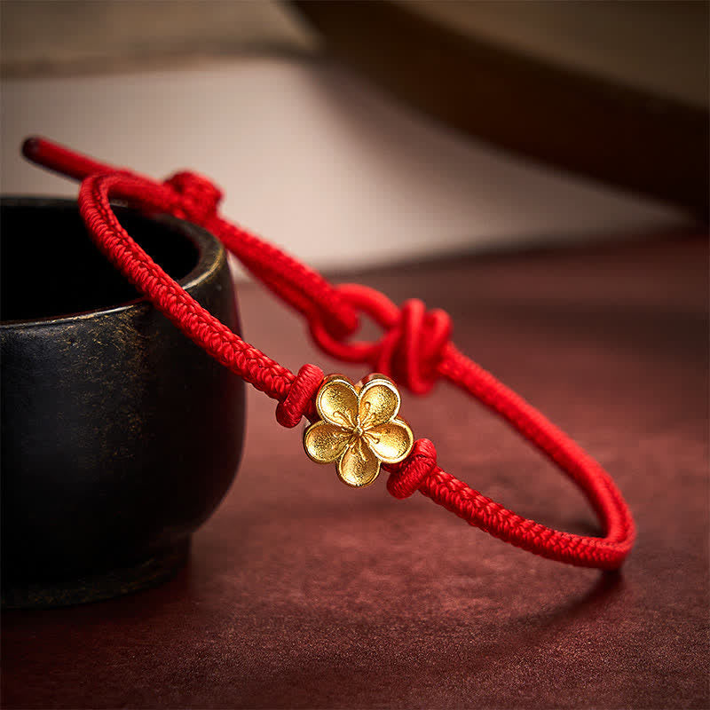 Hand-Woven Red String Small Peach Blossom Luck Braided Cord Bracelet