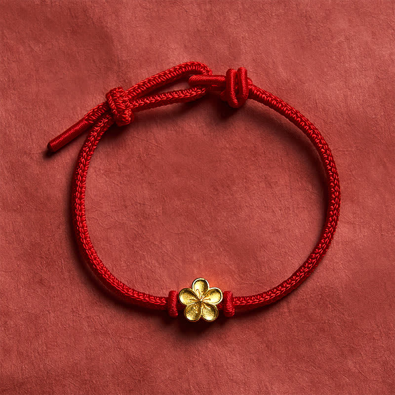 Hand-Woven Red String Small Peach Blossom Luck Braided Cord Bracelet
