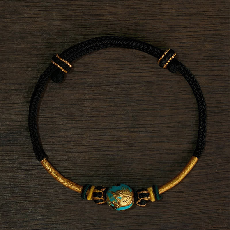 Copper Dragon Bead Red String Strength Braided Bracelet